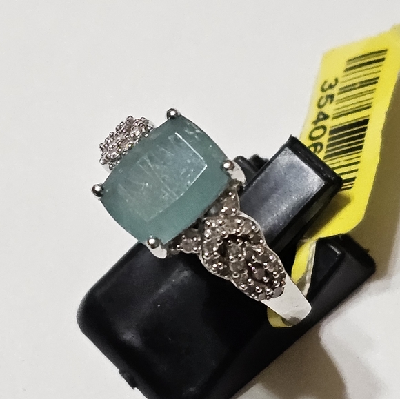 RARE Grandidierite & Diamond 💍 Platinum over Sterling Silver Sz 7! New - Picture 5 of 7